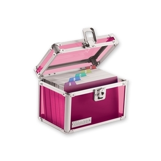 Vaultz Acrylic Index Card Box, 4x6, Acrylic Pink - Pink Acrylic - Vaultz - VZ00208