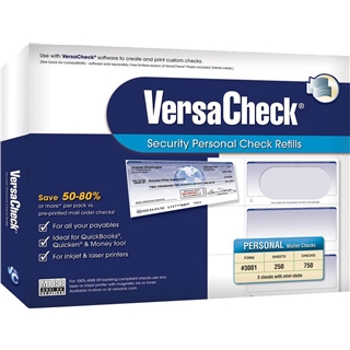 VersaCheck® Security Personal Check Refills: Form # 3001 - Personal Wallet - Blue Premium - 250 Sheets