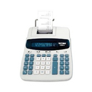 Victor 1220-4 Desktop Printing Calculator - 12 Character(s) - Fluorescent - AC Supply, Power Adapter Powered - 8" x 11" x 2.5"