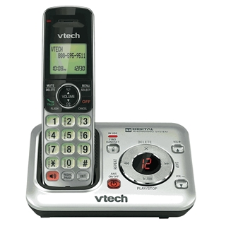 VTech CS6429 DECT 6.0 Cordless Phone, Silver/Black, 1 Handset