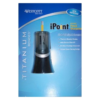 Westcott Titanium iPoint Pencil Sharpener, Electric, Auto Sensor Shut Off (14875)- Black
