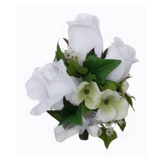White Silk Rose Corsage