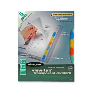 Wilson Jones View-Tab Transparent Dividers 8 Tab, 8.5 x 11 Inch Sheet Size, Square Multi-Color Tabs