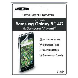 WriteRight 9261201 Screen Protectors for Samsung Galaxy S 4G/Vibrant - 3 Pack - Retail Packaging - Clear