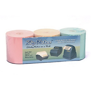 Zip Notes Note Refill Roll, 150 Feet, Tan/Pink/Blue, 3 Pack (0099)