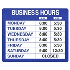 Garvey Sign 098023 Business Hours Kit