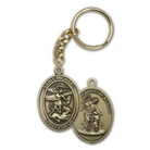 Antique Gold St. Michael the Archangel Keychain. Patron Sain...