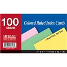 BAZIC Ruled Colored Index Card, 3 x 5 Inch, 100 Count