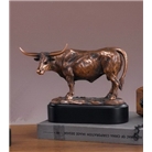 Bronze Longhorn Steer Sculpture - 7" Tall x 10" Wide - Woodt...