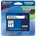 Brother 1/2" Laminated Black on White Tape (1 / Package) (26...