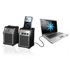 Innovative Technology Set of 2 Computer Speakers with MP3 Do...