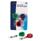 Officemate ID Card Reels, Pack of 3, Assorted Colors (37002)