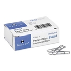 Paper Clips, Size 1, Regular, .033 Wire Gauge, 100/Box, Silver