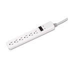 Surge Protector, 6 Outlets, 15 #39; Cord, 450 Joules, White