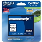 Brother TZe211 Laminated Tape Black on White, 6mm