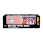 two-Pack Pencil Box, 1 Pink Bling w/Heart, 1 Groovy Peace - ...