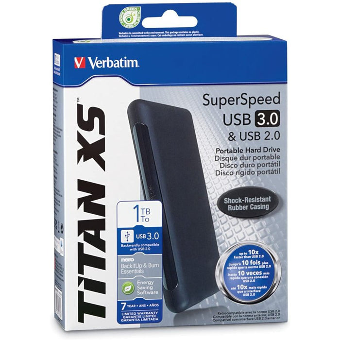 Verbatim Titan XS 1TB USB 3.0 Portable Hard Drive ( with software )