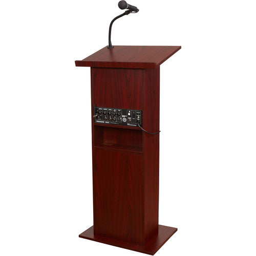 Oklahoma Sound 111PLS-MY Power Plus 46" Mahogany Sound Lectern Podium with 2 Microphones