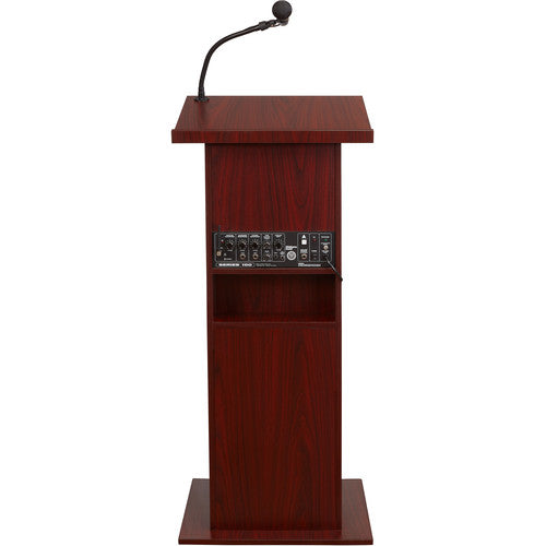 Oklahoma Sound 111PLS-MY Power Plus 46" Mahogany Sound Lectern Podium with 2 Microphones