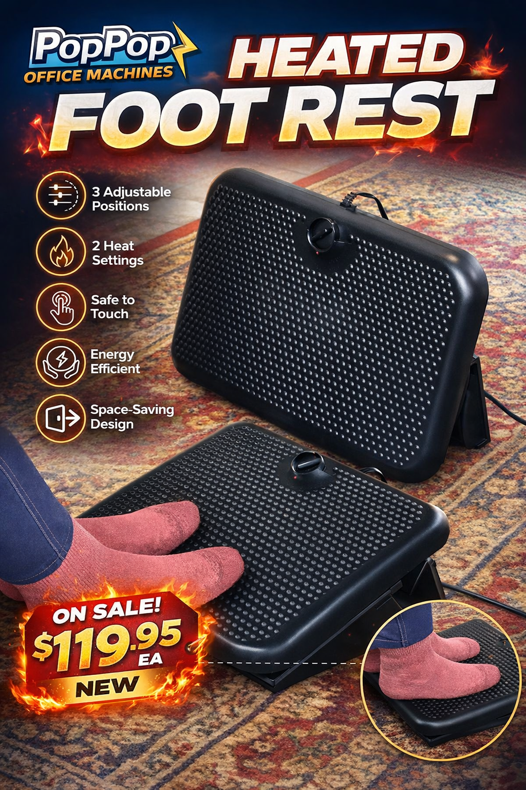 Pop Pop's Heated Foot Rest NEW — Pop Pop Office Machines