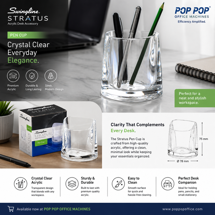 Swingline S7020337 Acrylic Pen Cup – Clear Desktop Pencil Holder