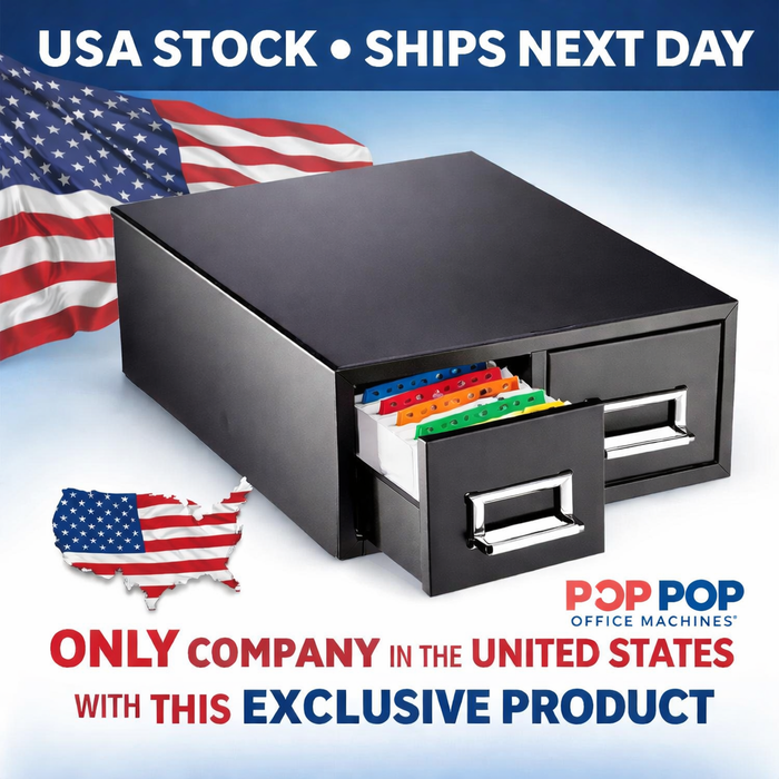 STEELMASTER® by MMF Industries™ Drawer Card Cabinet Holds 3,000 5 x 8 cards, 18 2/5" x 16" x 7 1/4" MMF263F5816DBLA