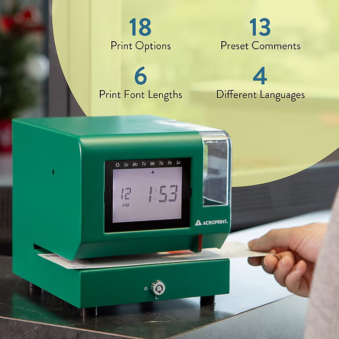 Acroprint Punch Card Time Clock System, Green (M150MC4) - Special All-Inclusive Battery Operated Edition