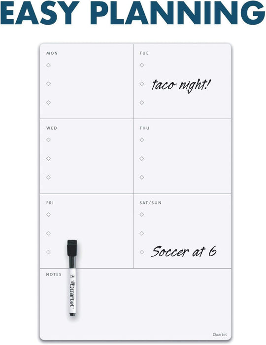 Quartet Magnetic Weekly Planner Dry Erase Board, 11" x 17", Frameless (63540)
