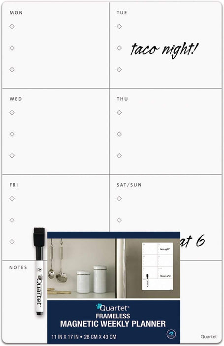 Quartet Magnetic Weekly Planner Dry Erase Board, 11" x 17", Frameless (63540)