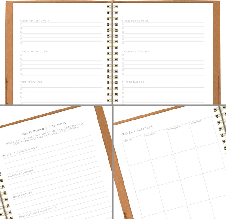 Mead Travel Notebook Journal, 6" x 8", 160 Pages, Flexible Cover, Mead Moments Collection, Beige/Gold (XC0079F)