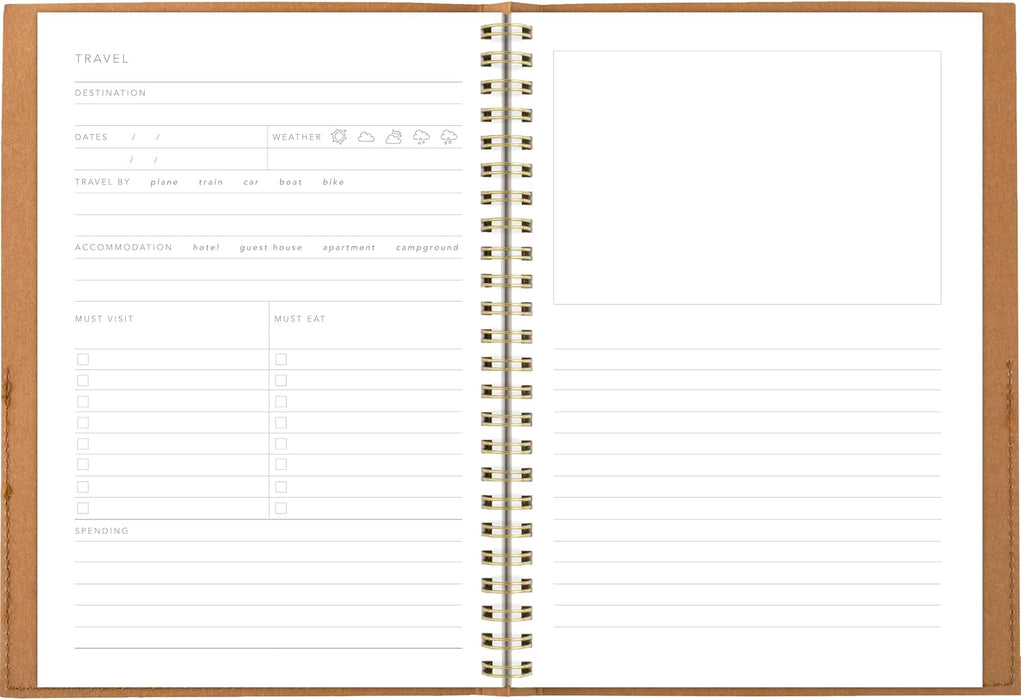 Mead Travel Notebook Journal, 6" x 8", 160 Pages, Flexible Cover, Mead Moments Collection, Beige/Gold (XC0079F)