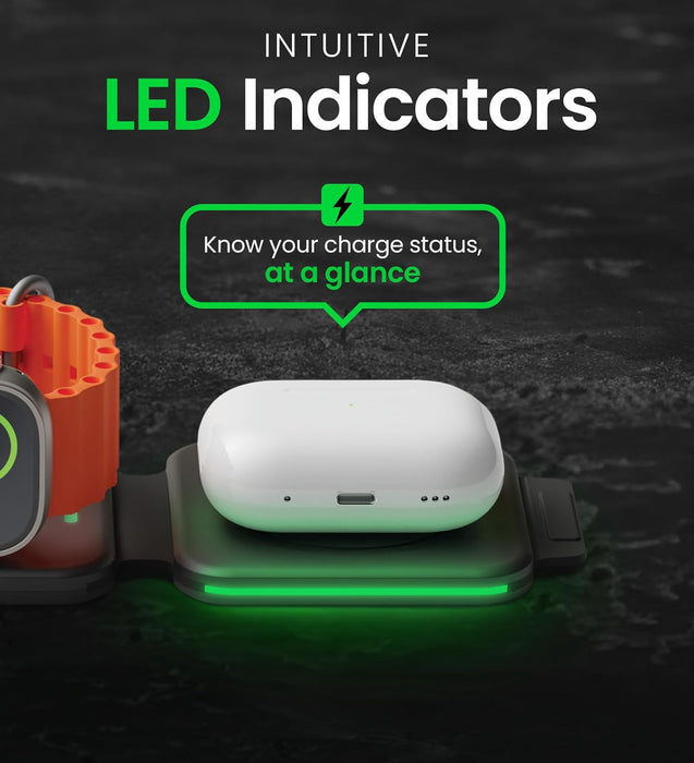 InfinaCore 3-in-1 Charging Station for Apple Devices - Travel Essentials- Magnetic Wireless Travel Charger - Foldable Charging Pad for Magsafe iPhone 16 15 14 13 12 Pro Max/Plus, AirPods & Apple Watch NEW