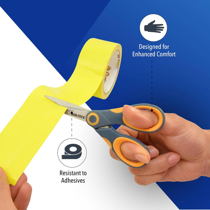 Westcott 5-Inch Non-Stick Titanium Scissors, Glide Adjust Technology, Grey/Yellow, 1 Pack