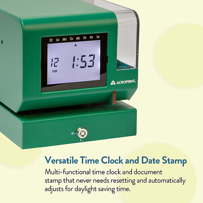 Acroprint Punch Card Time Clock System, Green (M150MC4) - Special All-Inclusive Battery Operated Edition