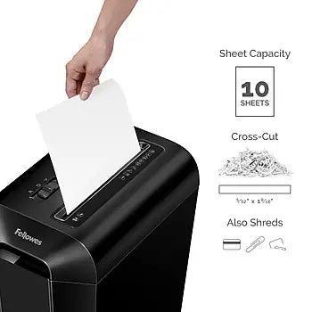 Fellowes Powershred LX65 10-Sheet Cross-Cut Paper Shredder with SafeSense Technology