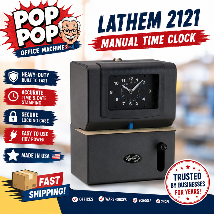 Lathem 2121 Manual Mechanical Time Clock – Heavy-Duty Employee Punch Clock with Key