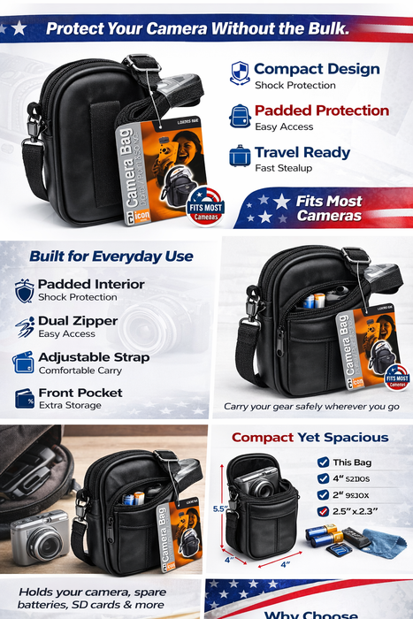 Icon digital Camera Case w/ Strap – Secure, Lightweight & Sleek new