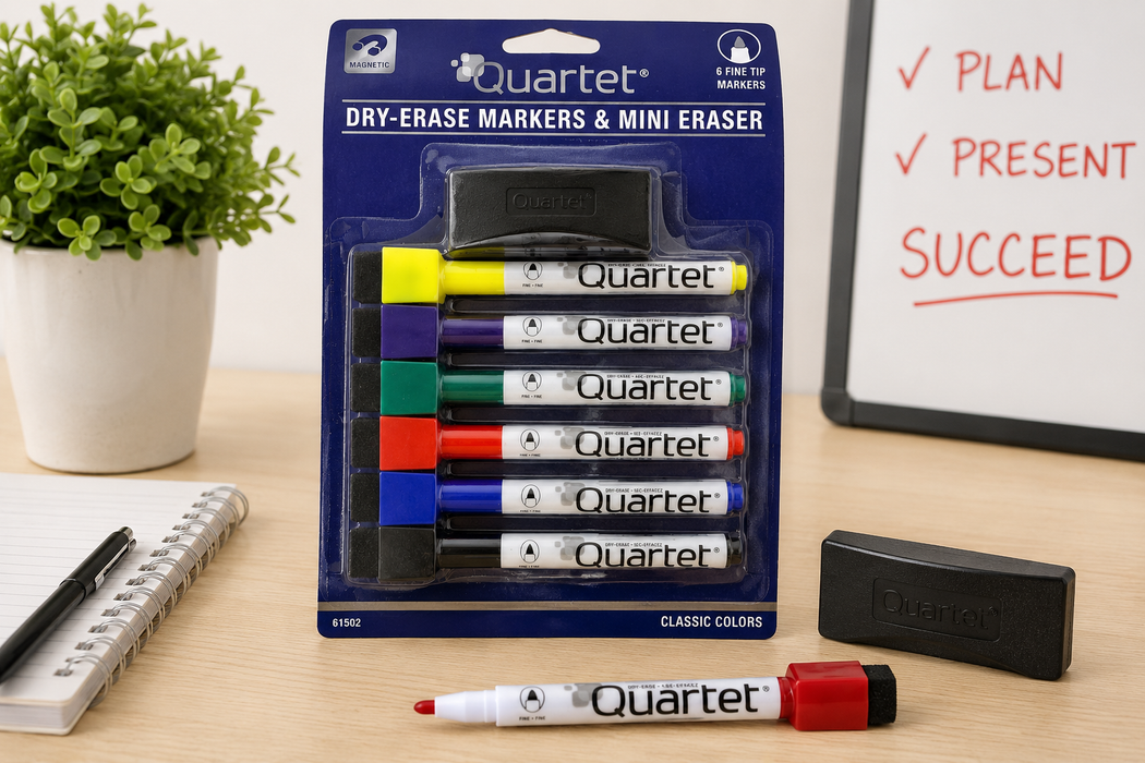 Quartet ReWritables Mini Dry-Erase Markers, Black, 6-Pack