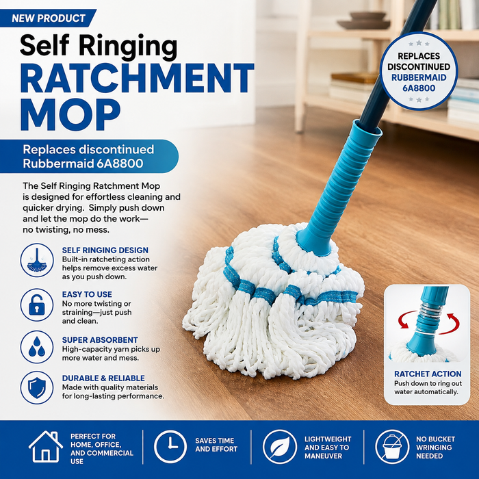 Self-Wringing Ratchet Microfiber Twist Mop – Replaces Discontinued Rubbermaid 6A8800