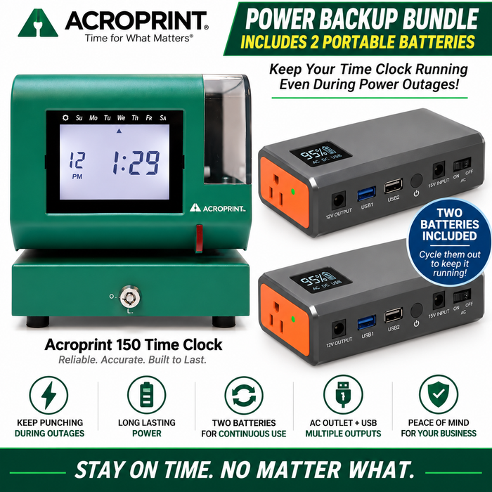 Acroprint Punch Card Time Clock System, Green (M150MC4) - Special All-Inclusive Battery Operated Edition