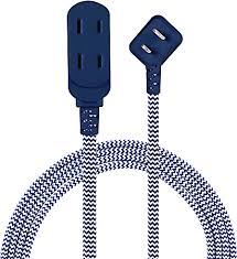 Cordinate Basic 3-Outlet Polarized Extension Cord, 8ft. Braided – Model 50715