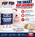 Pop Pop Office Machines Padding Adhesive — the smart replacement for Nekoosa Padding Adhesive, showing the Pop Pop jug alongside a Nekoosa bottle