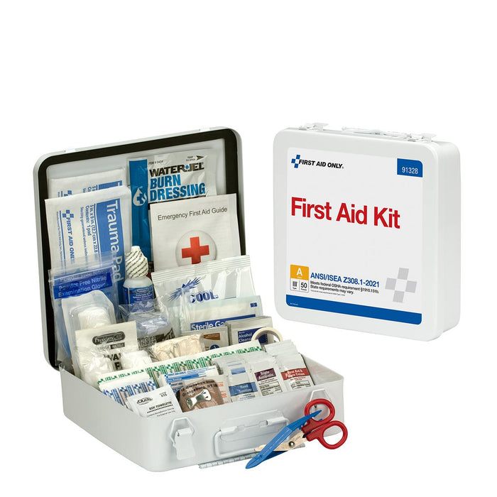 First Aid Only Metal First Aid Kit, ANSI 2021 Class A, 50 People, 184 Pieces (91328)