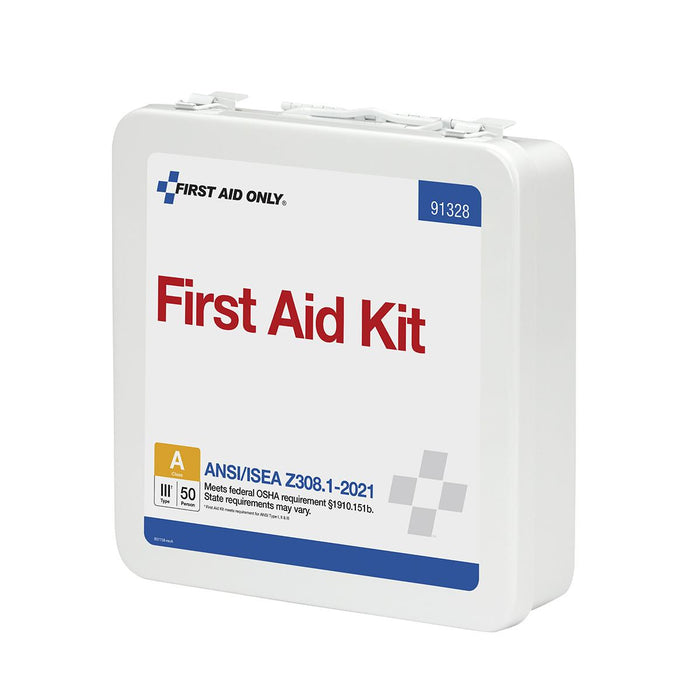 First Aid Only Metal First Aid Kit, ANSI 2021 Class A, 50 People, 184 Pieces (91328)