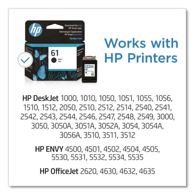 HP CH561WN (HP 61) Ink, 190 Page-Yield, Black HEWCH561WN OEM/NEW