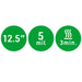 12.5-inch width, 5 mil pouch and 3-minute warm-up graphic