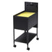 Lorell black mobile file cart open with hanging folders