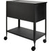 Lorell black mobile file cart with locking lid and lower shelf