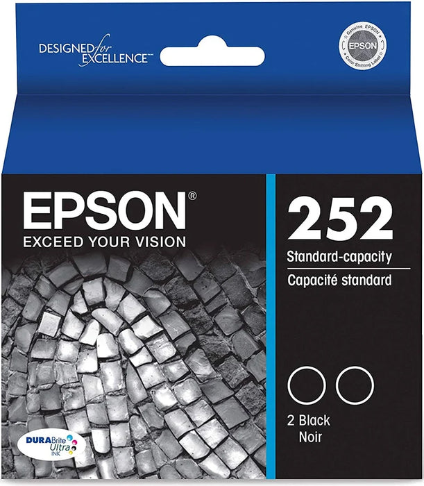EPSON 252 DURABrite Ultra Genuine Ink Standard Capacity Black Cartridge TWO PACK