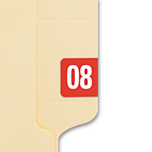 Year 2008 End Tab Folder Labels 1/2 x 1 Red/White 250 Labels/Pack — Pop ...